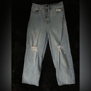 FashionNova wide leg ripped jeans